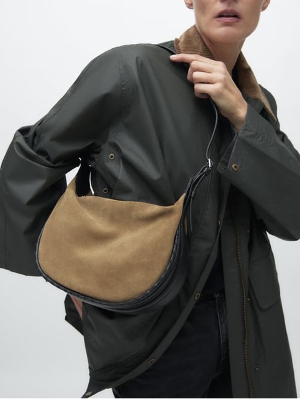 ZARA | Suede Leather Crescent Shoulder Bag | Like New